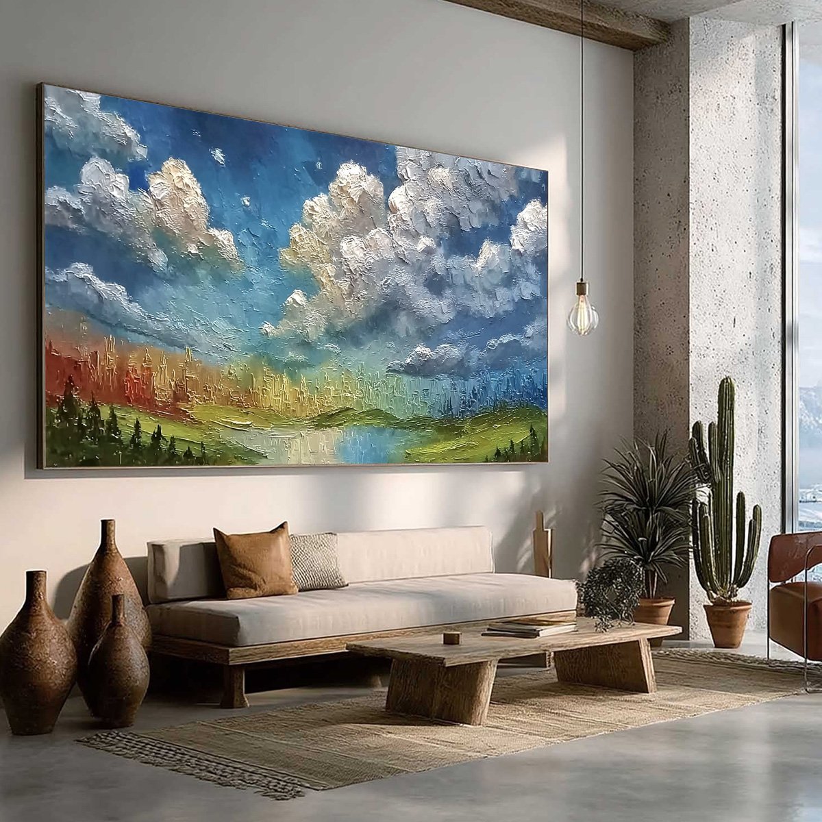 CHROMATIC HORIZON: Large Textured Abstract Cityscape Landscape Painting - Image 8