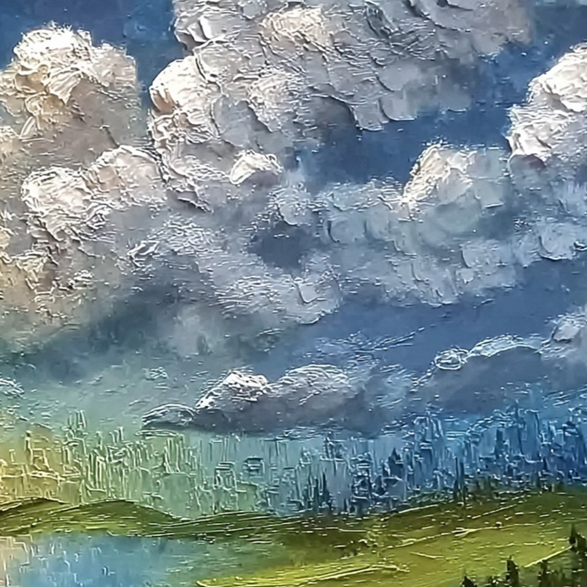 CHROMATIC HORIZON: Large Textured Abstract Cityscape Landscape Painting - Image 5