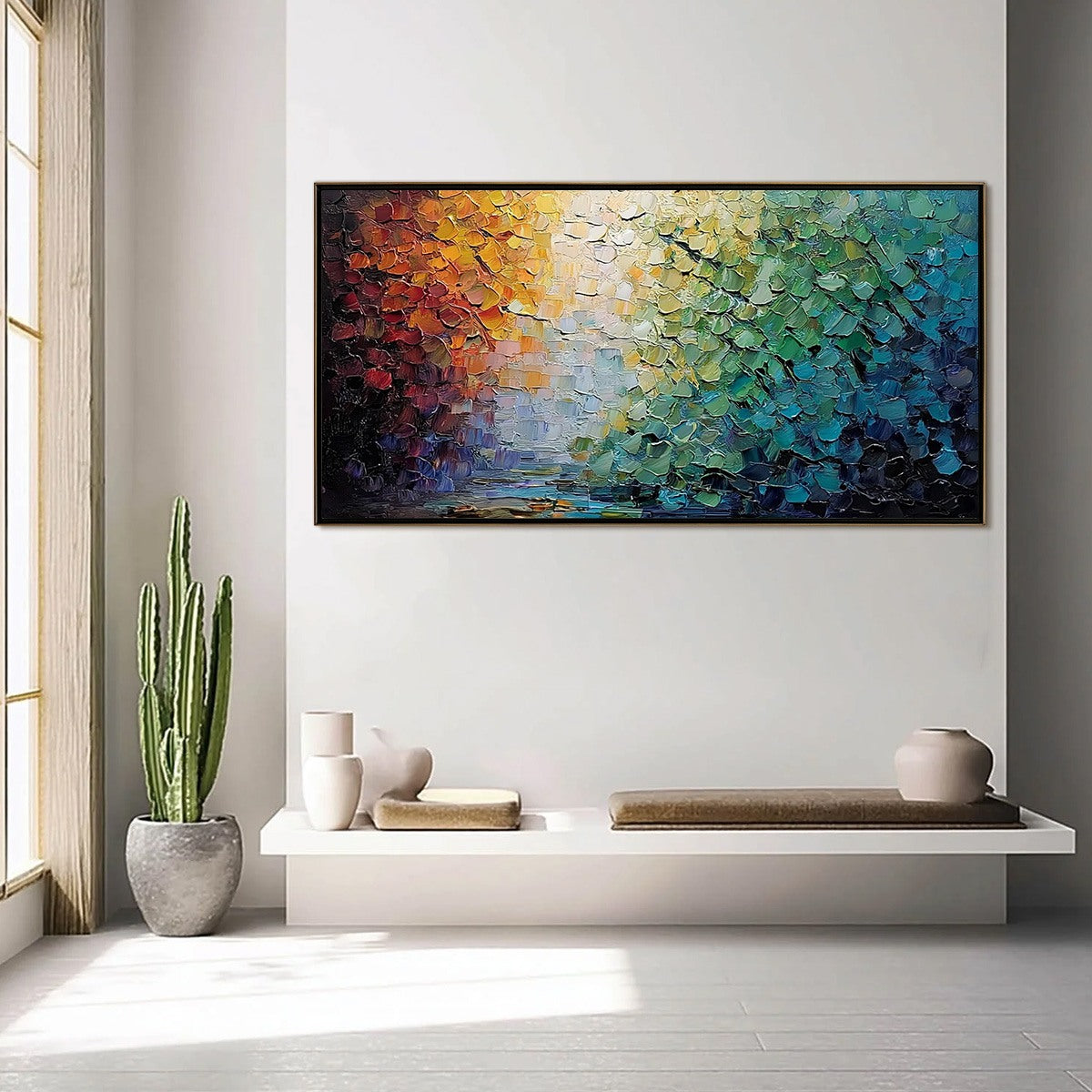 CHROMATIC HORIZON: Large Textured Abstract Impasto Oil Painting - Image 4
