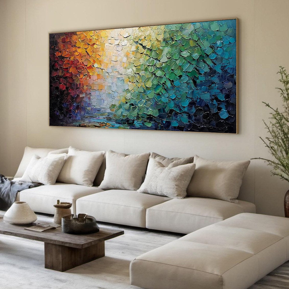 CHROMATIC HORIZON: Large Textured Abstract Impasto Oil Painting - Image 8