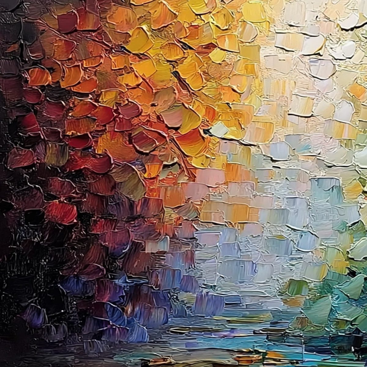 CHROMATIC HORIZON: Large Textured Abstract Impasto Oil Painting - Image 3