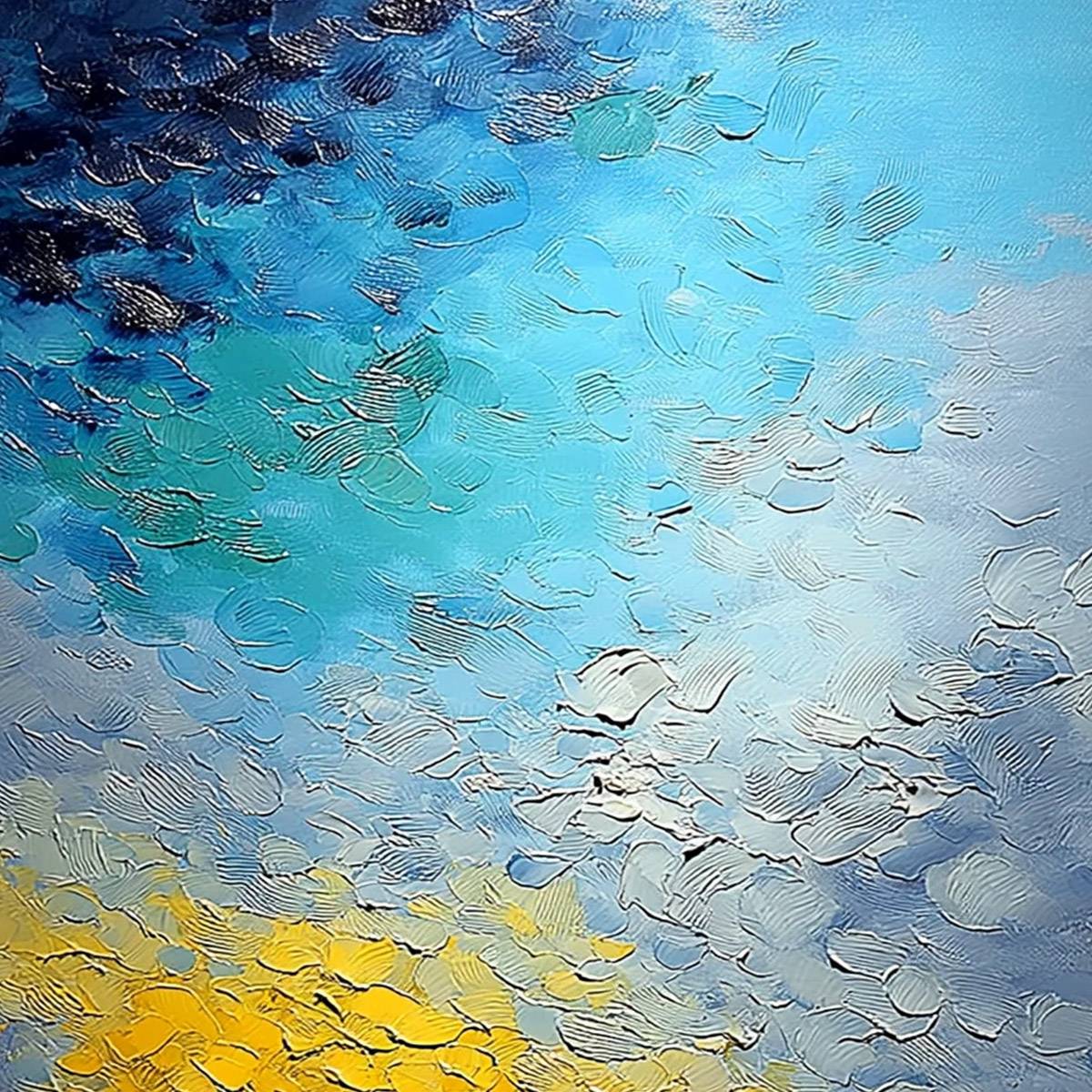 CHROMATIC HORIZON: Vertical Textured Abstract Landscape Oil Painting - Image 3