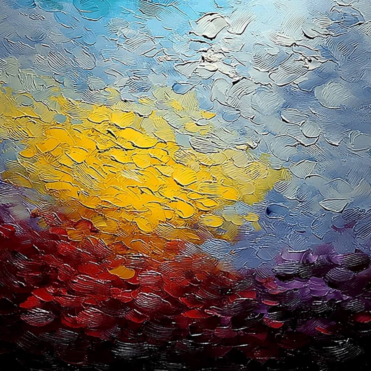 CHROMATIC HORIZON: Vertical Textured Abstract Landscape Oil Painting - Image 5