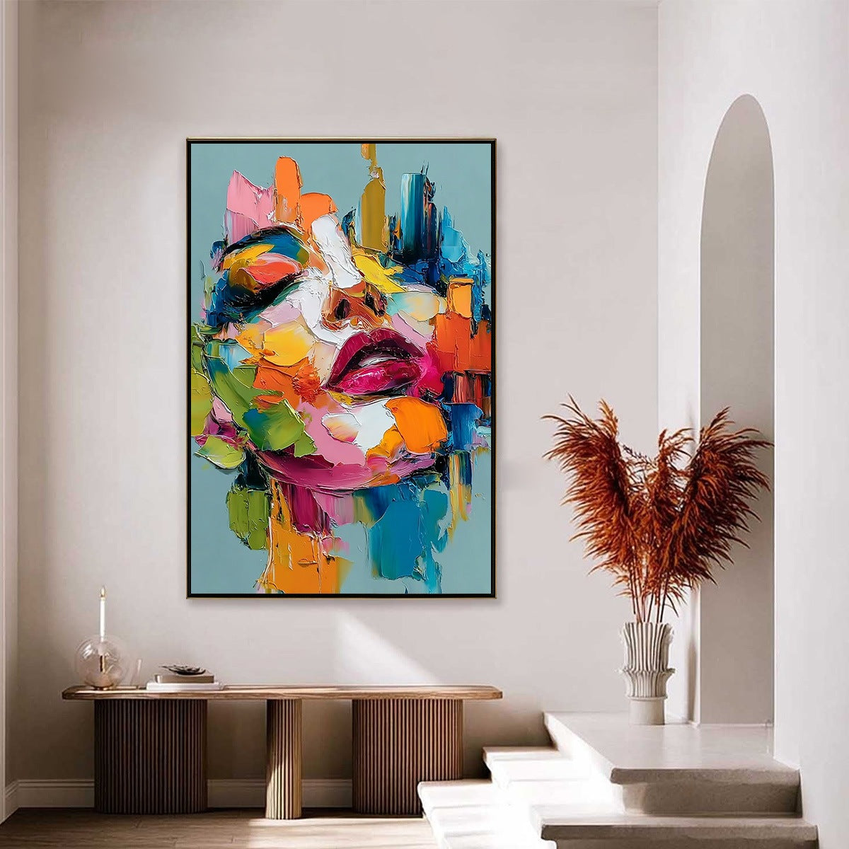 CHROMATIC MUSE: Colorful Abstract Impasto Portrait Palette Knife Painting - Image 6