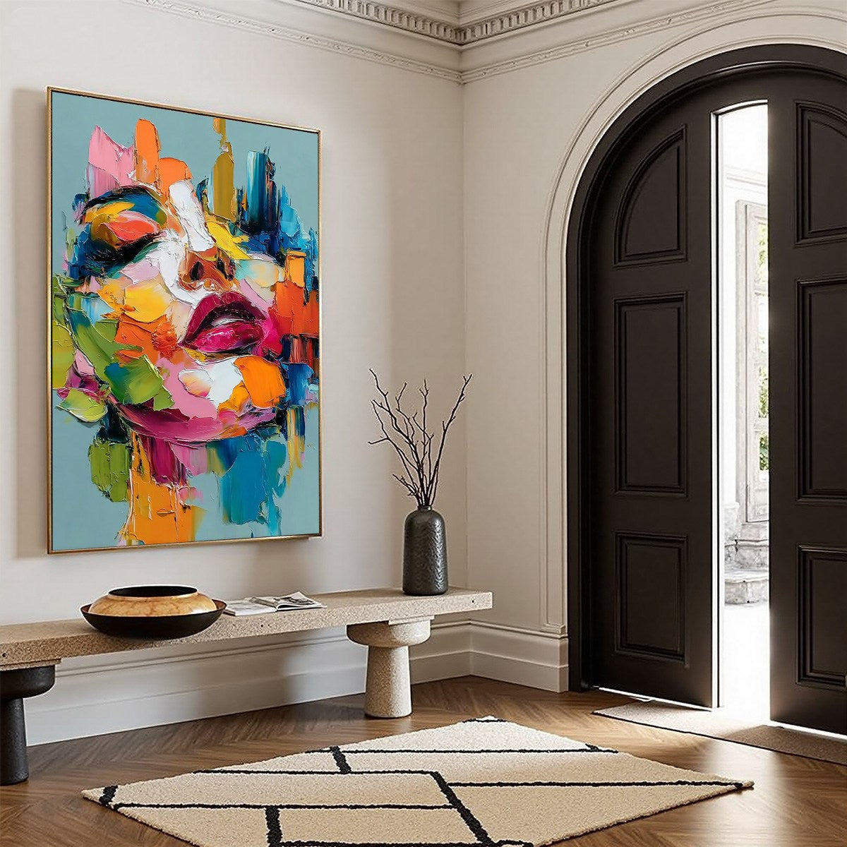 CHROMATIC MUSE: Colorful Abstract Impasto Portrait Palette Knife Painting - Image 8