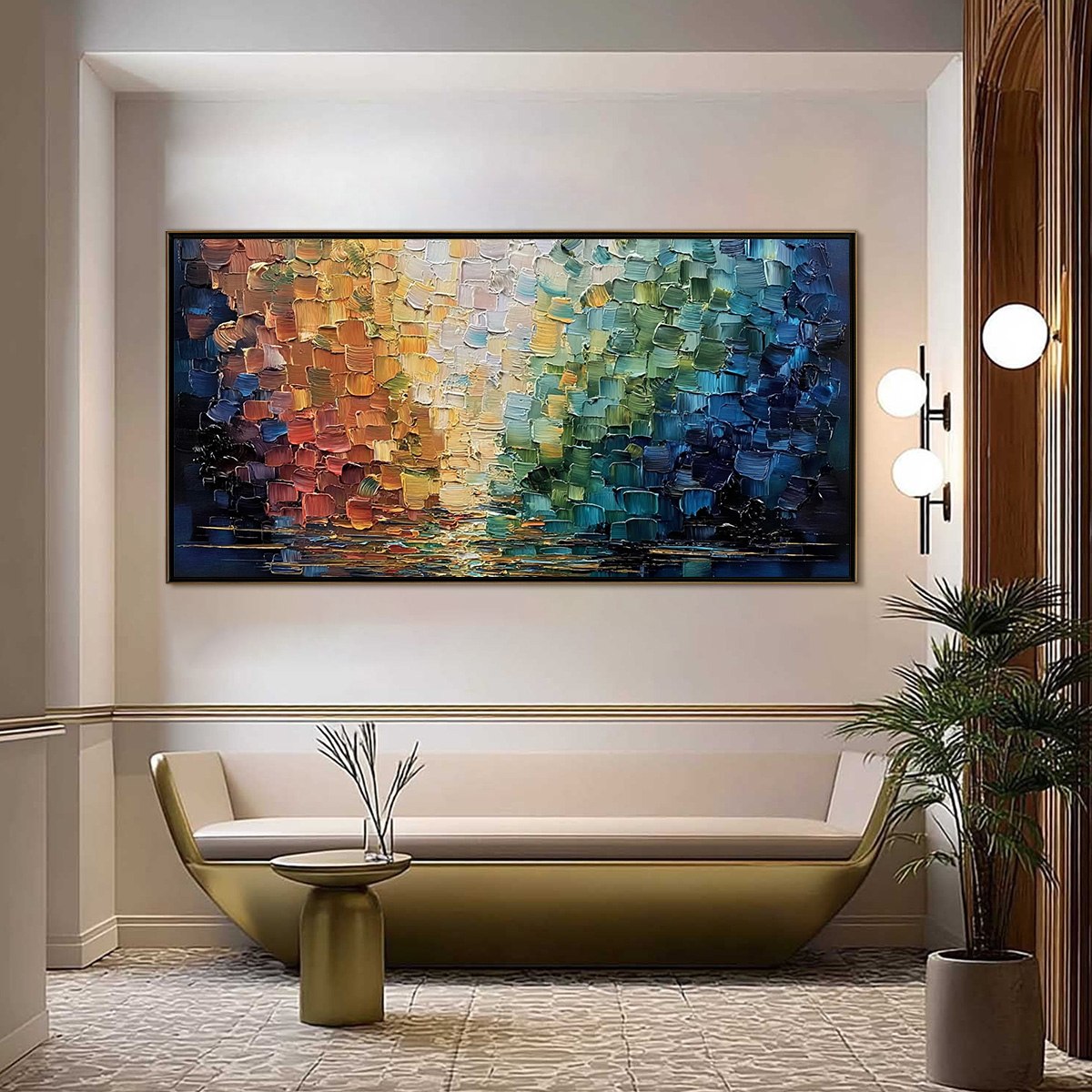 CHROMATIC REFLECTIONS: Heavy Texture Abstract Palette Knife Oil Painting - Image 2
