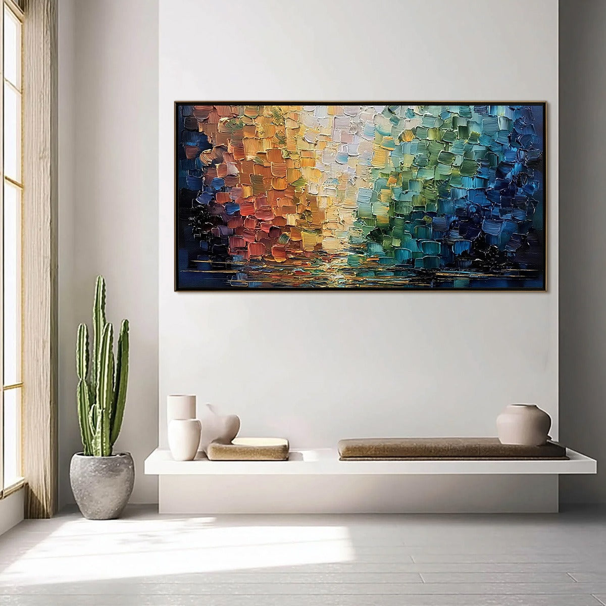 CHROMATIC REFLECTIONS: Heavy Texture Abstract Palette Knife Oil Painting - Image 4