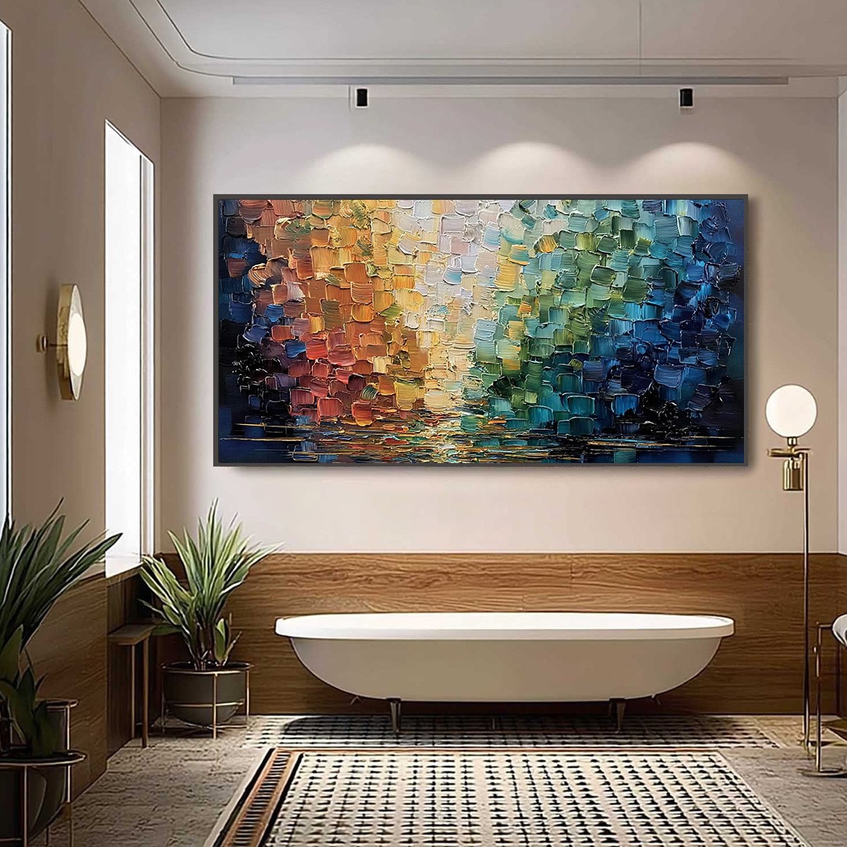 CHROMATIC REFLECTIONS: Heavy Texture Abstract Palette Knife Oil Painting - Image 6