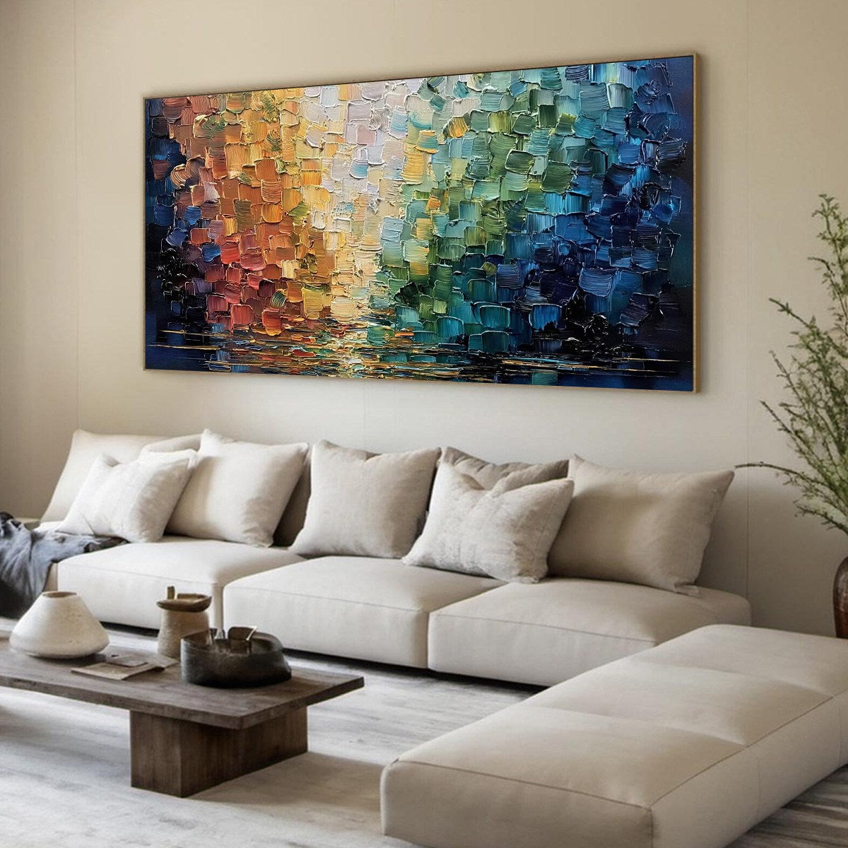 CHROMATIC REFLECTIONS: Heavy Texture Abstract Palette Knife Oil Painting - Image 8
