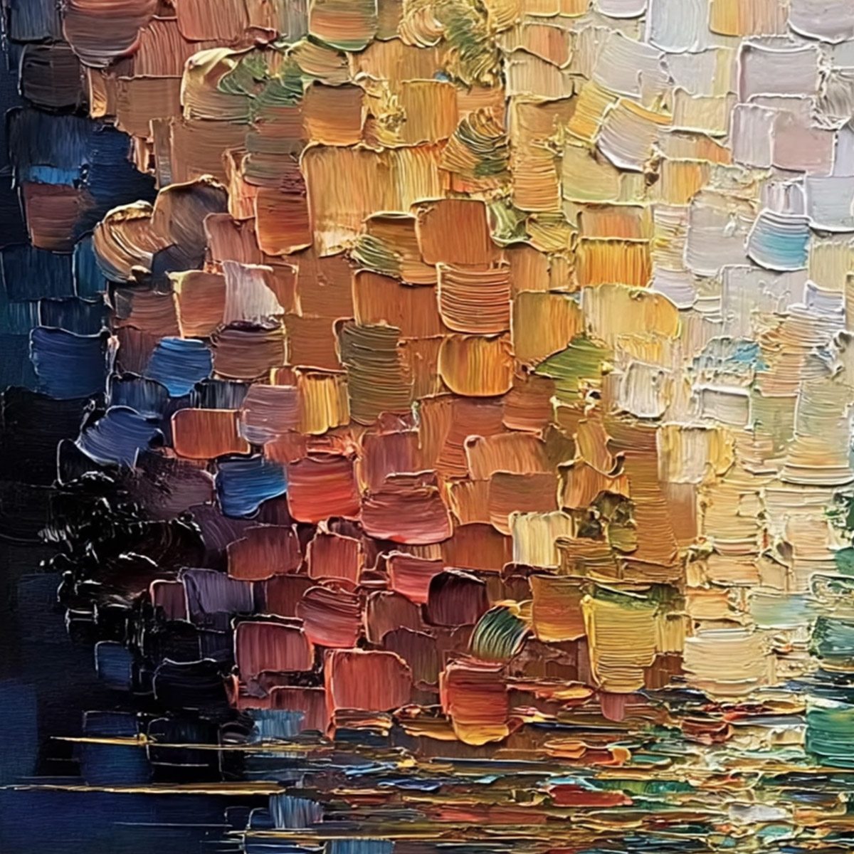 CHROMATIC REFLECTIONS: Heavy Texture Abstract Palette Knife Oil Painting - Image 3