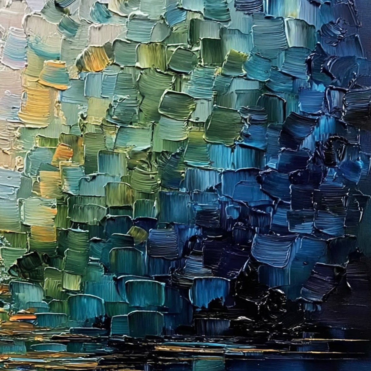 CHROMATIC REFLECTIONS: Heavy Texture Abstract Palette Knife Oil Painting - Image 5