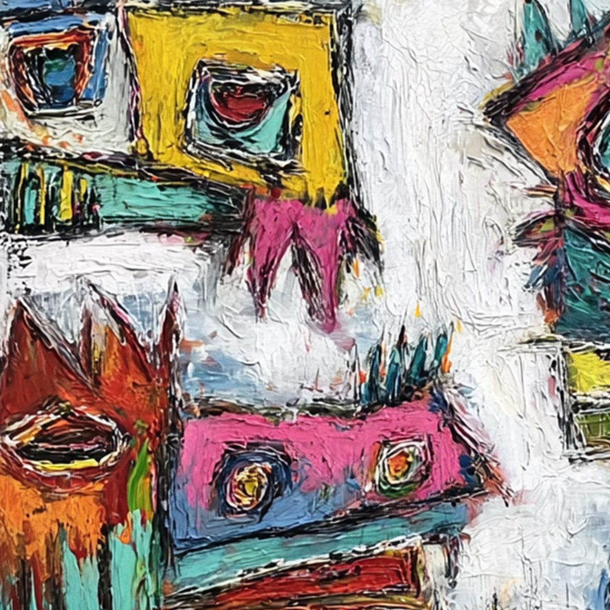 CHROMATIC RIOT: Large Colorful Textured Abstract Cityscape Painting - Image 5