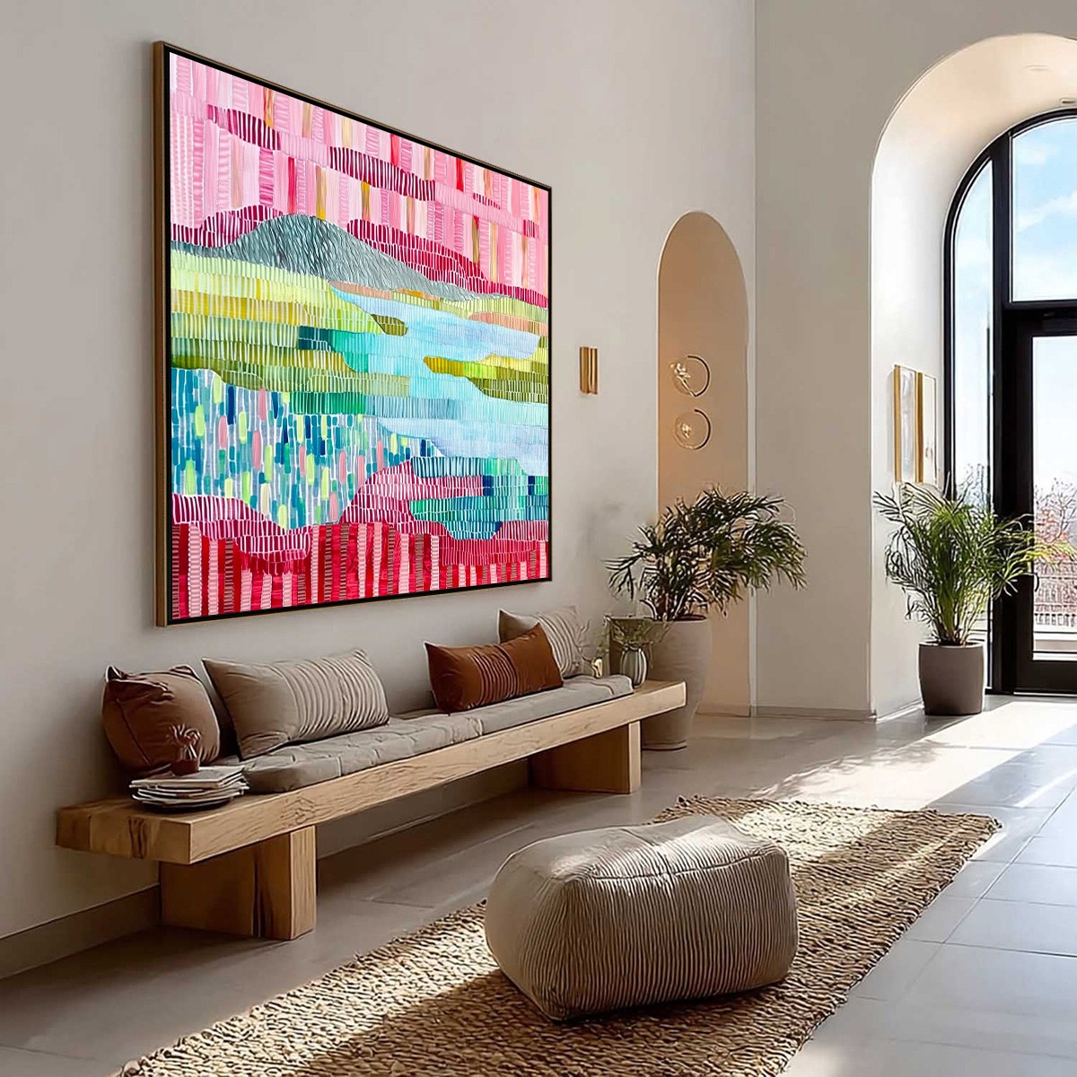 CHROMATIC WEAVE: Colorful Abstract Textured Landscape Painting - Image 7