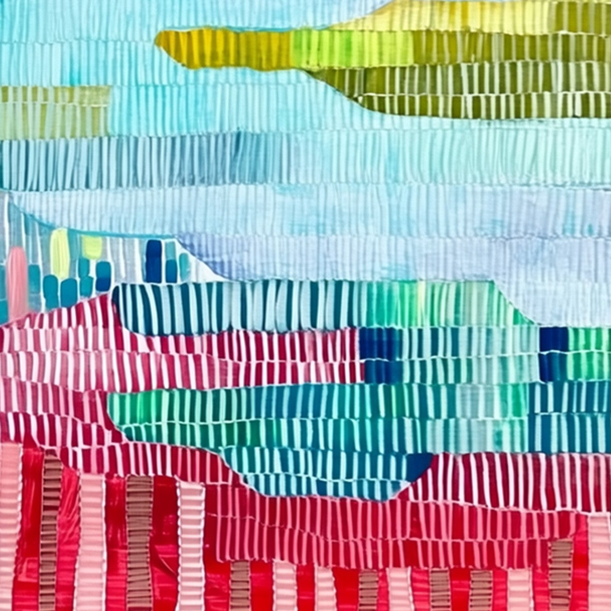 CHROMATIC WEAVE: Colorful Abstract Textured Landscape Painting - Image 3