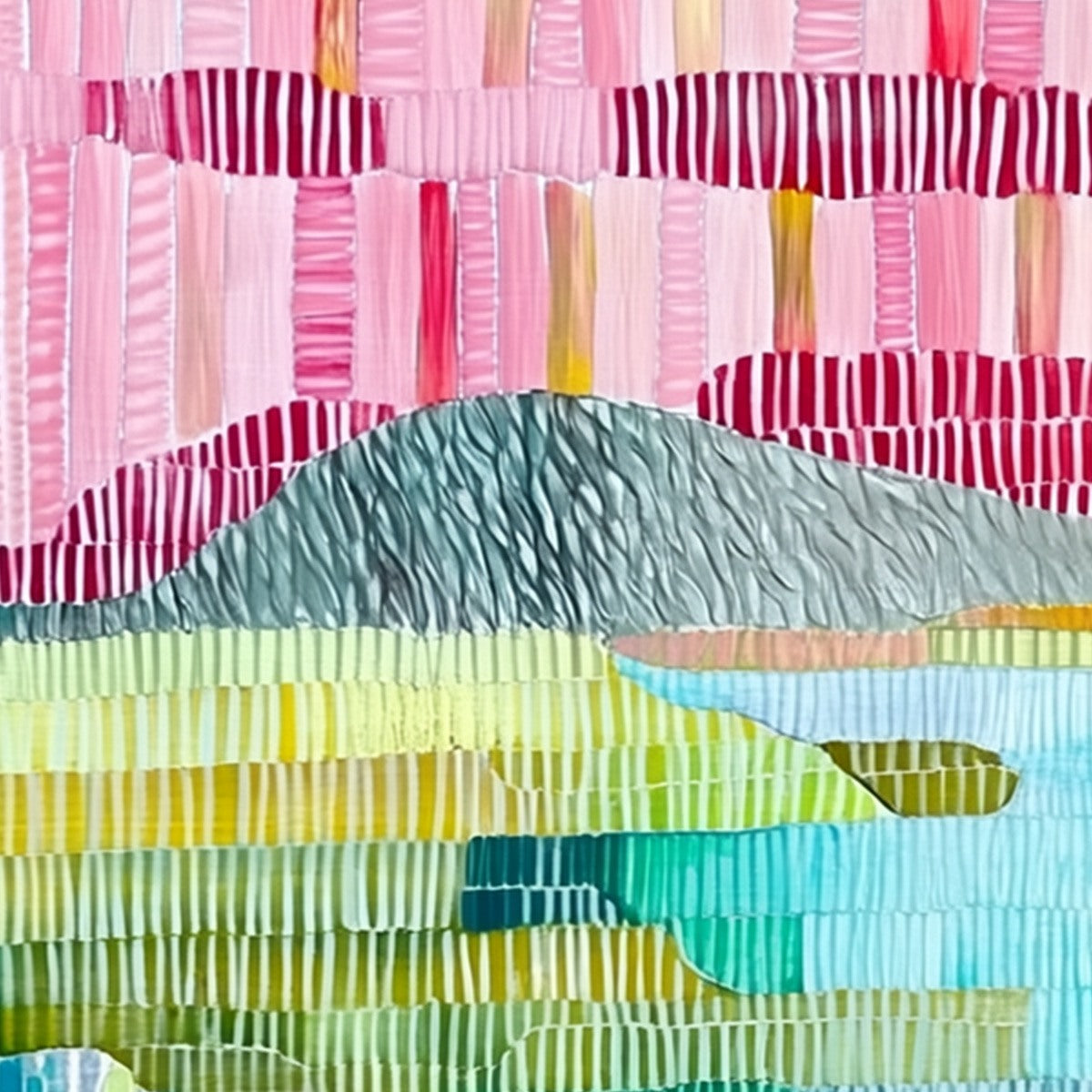 CHROMATIC WEAVE: Colorful Abstract Textured Landscape Painting - Image 5