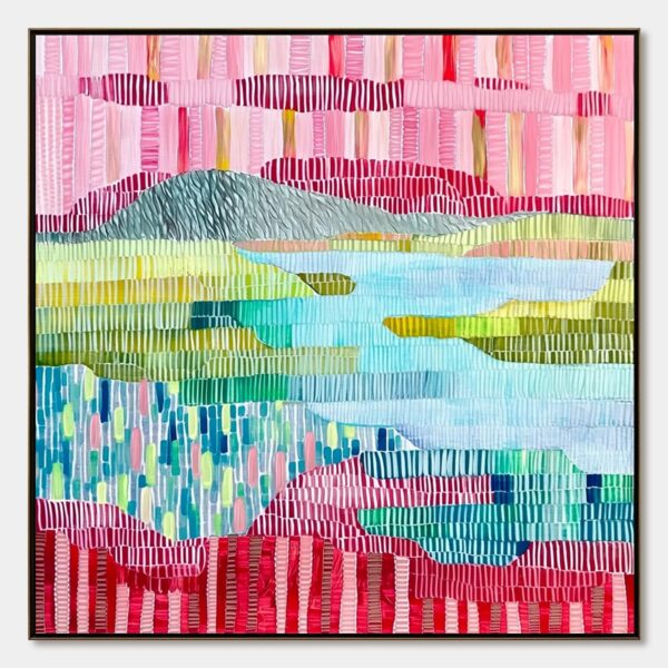 CHROMATIC WEAVE: Colorful Abstract Textured Landscape Painting