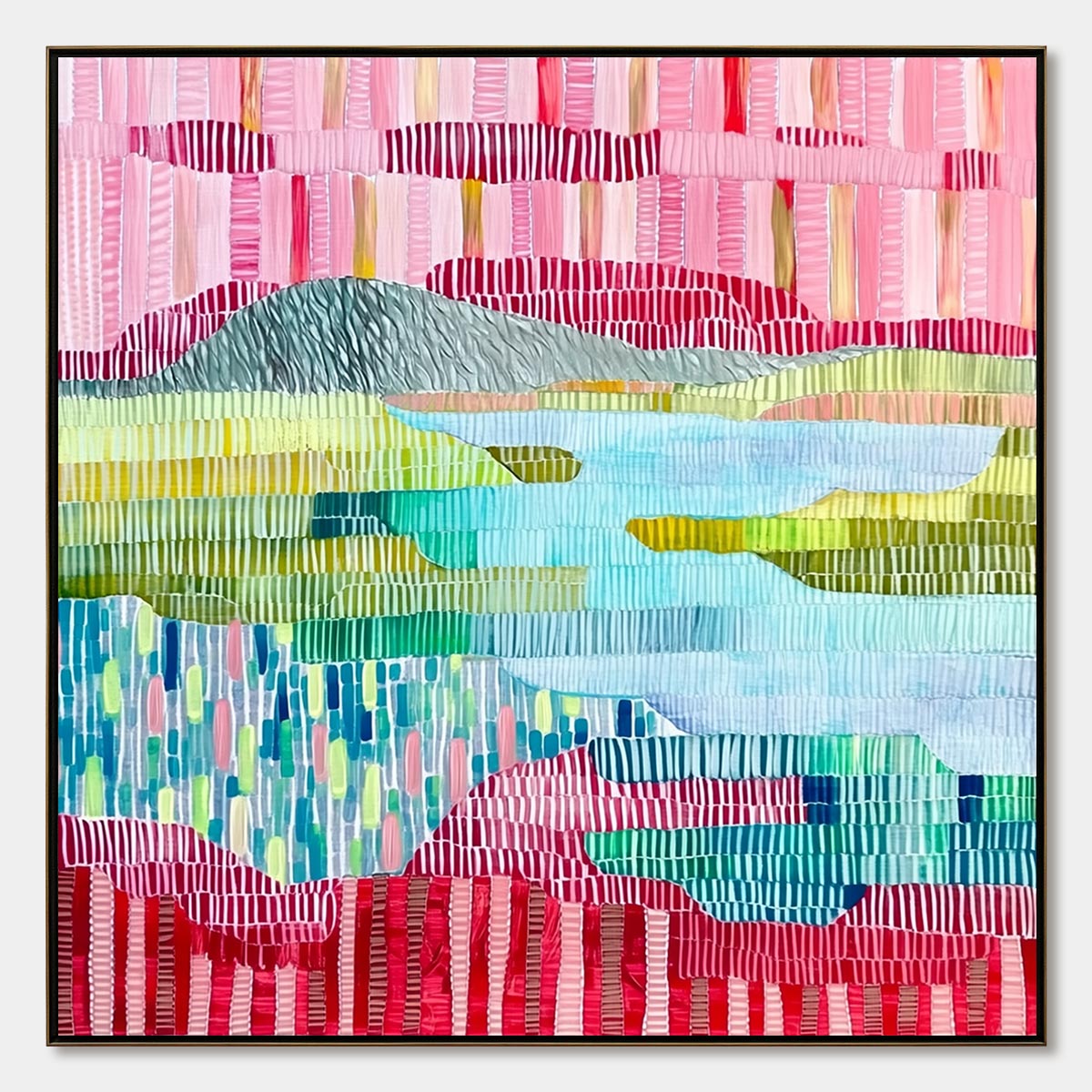 CHROMATIC WEAVE: Colorful Abstract Textured Landscape Painting