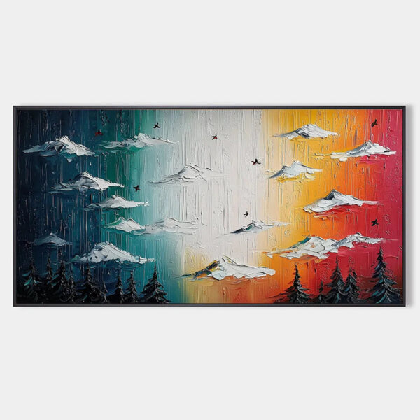 CHROMATIC ASCENSION: Colorful Mountain Landscape Impasto Oil Painting