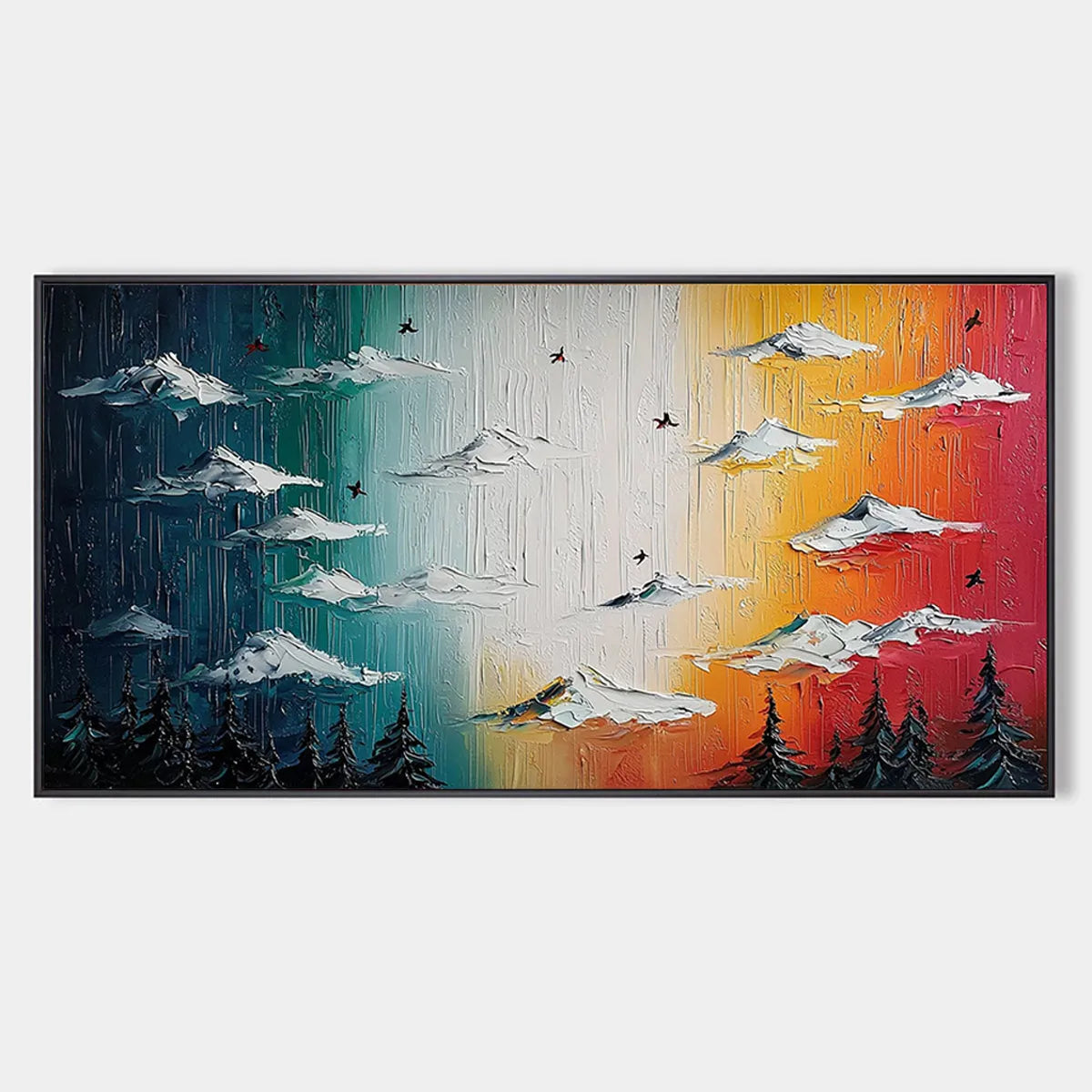 CHROMATIC ASCENSION: Colorful Mountain Landscape Impasto Oil Painting