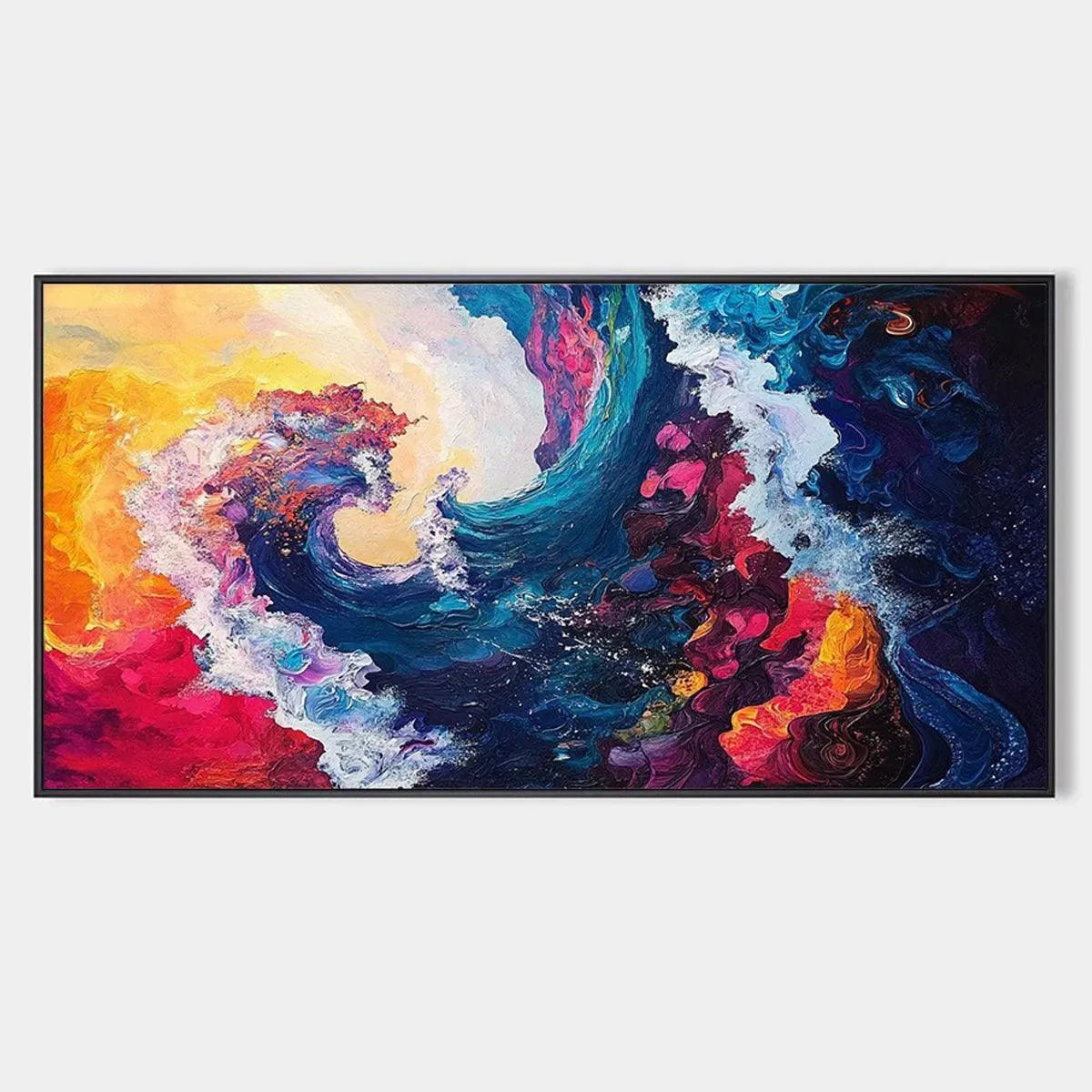 CHROMATIC CREST: Colorful Abstract Wave Oil Painting