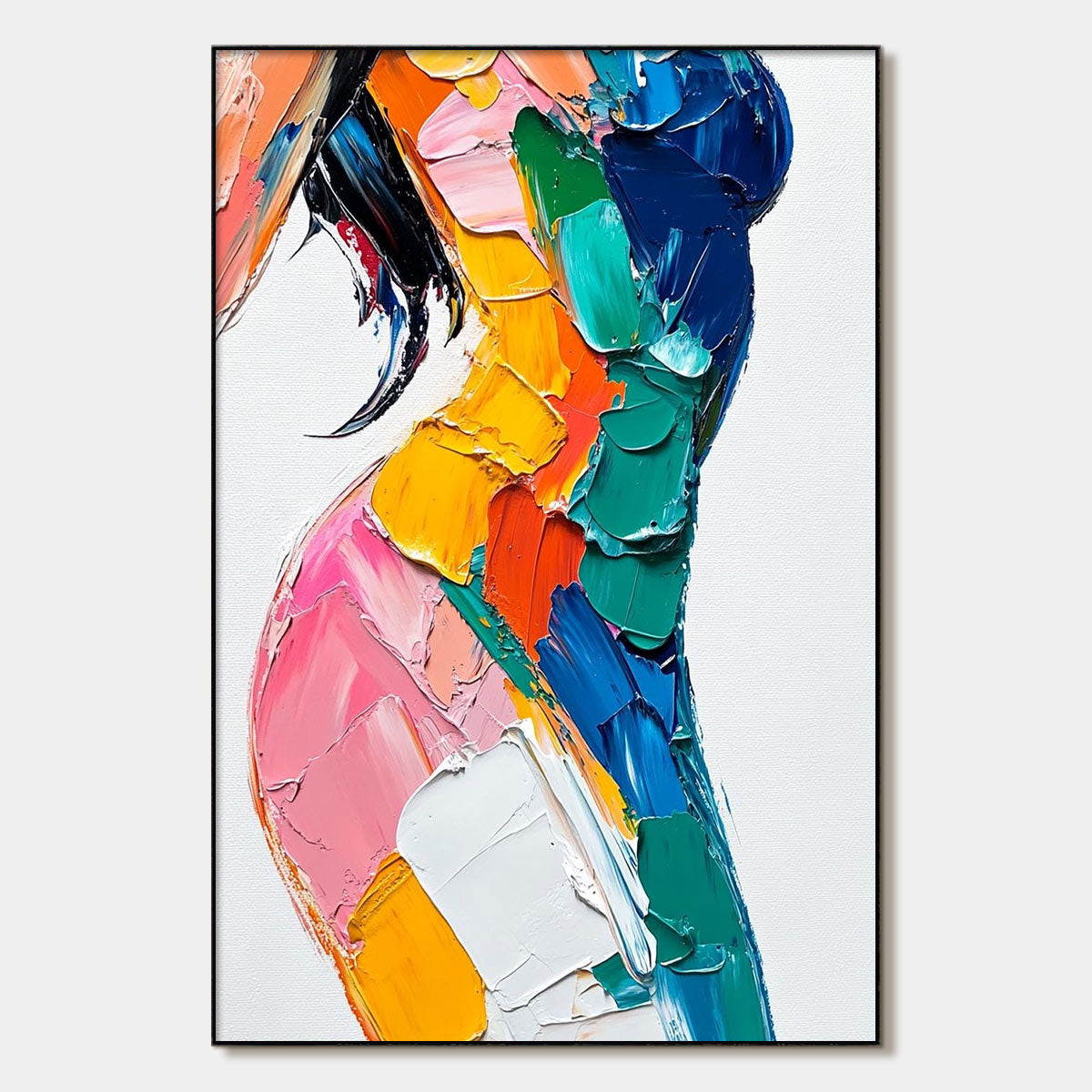CHROMATIC FIGURE: Textured Impasto Abstract Figure Oil Painting