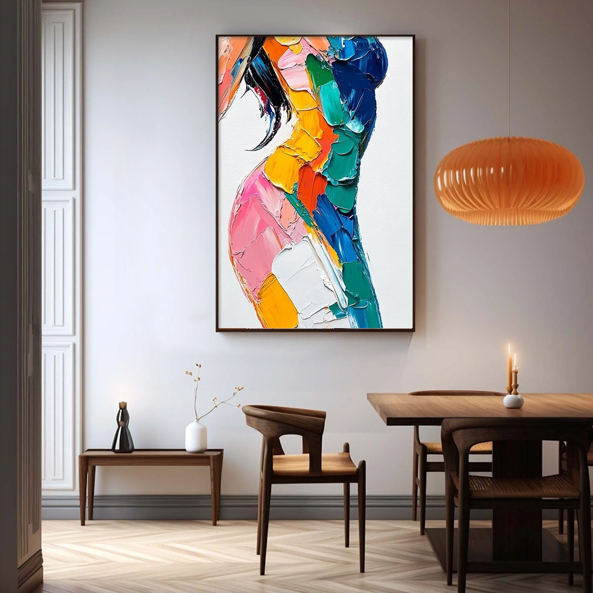 CHROMATIC FIGURE: Textured Impasto Abstract Figure Oil Painting - Image 6