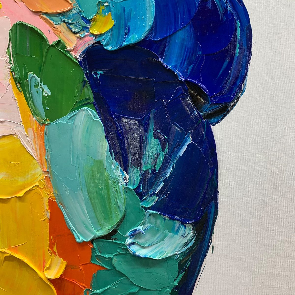 CHROMATIC FIGURE: Textured Impasto Abstract Figure Oil Painting - Image 5
