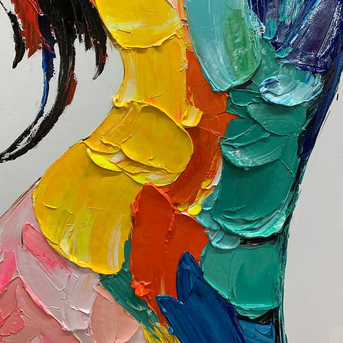 CHROMATIC FIGURE: Textured Impasto Abstract Figure Oil Painting - Image 3