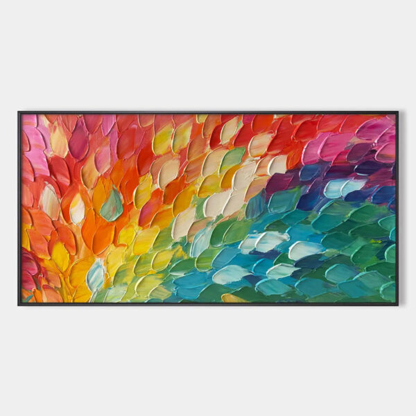 CHROMA WAVE: Textured Abstract Rainbow Oil Painting