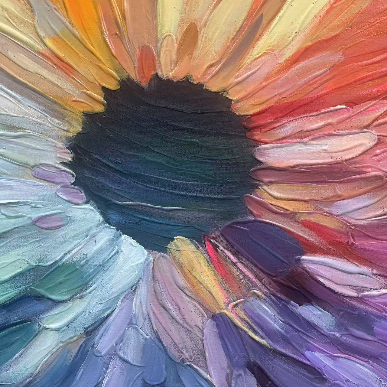 CHROMA BLOOM: Colorful Abstract Impasto Oil Painting - Image 3