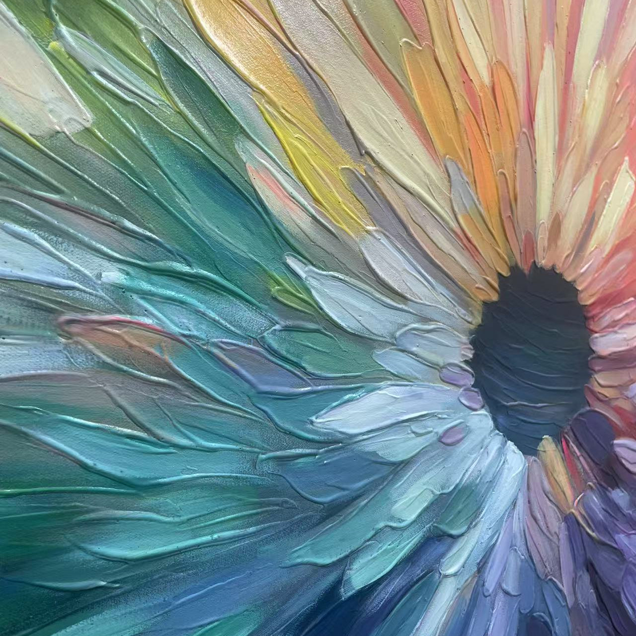 CHROMA BLOOM: Colorful Abstract Impasto Oil Painting - Image 5