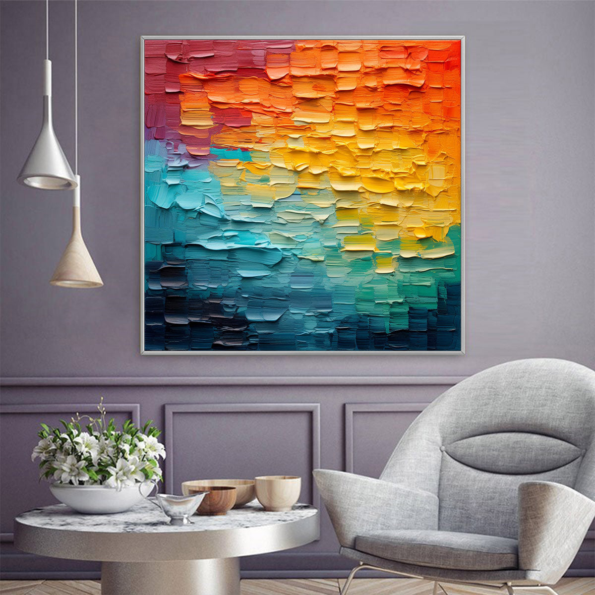 CHROMA FLOW: Textured Abstract Impasto Oil Painting - Image 5
