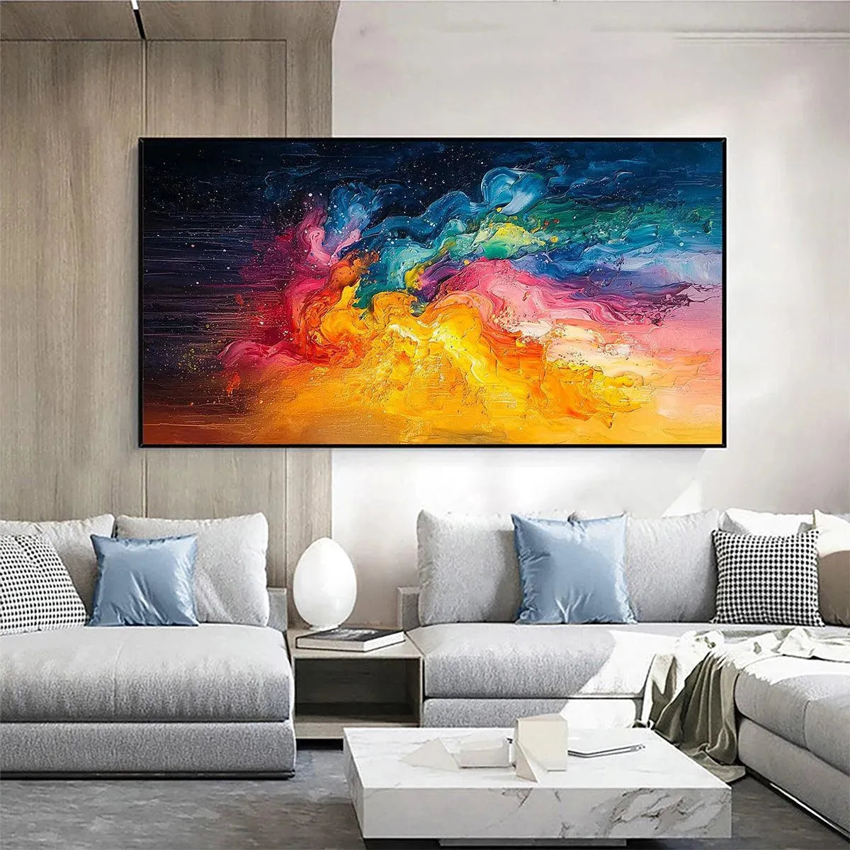 CHROMA NOVA: Panoramic Abstract Rainbow Oil Painting - Image 2