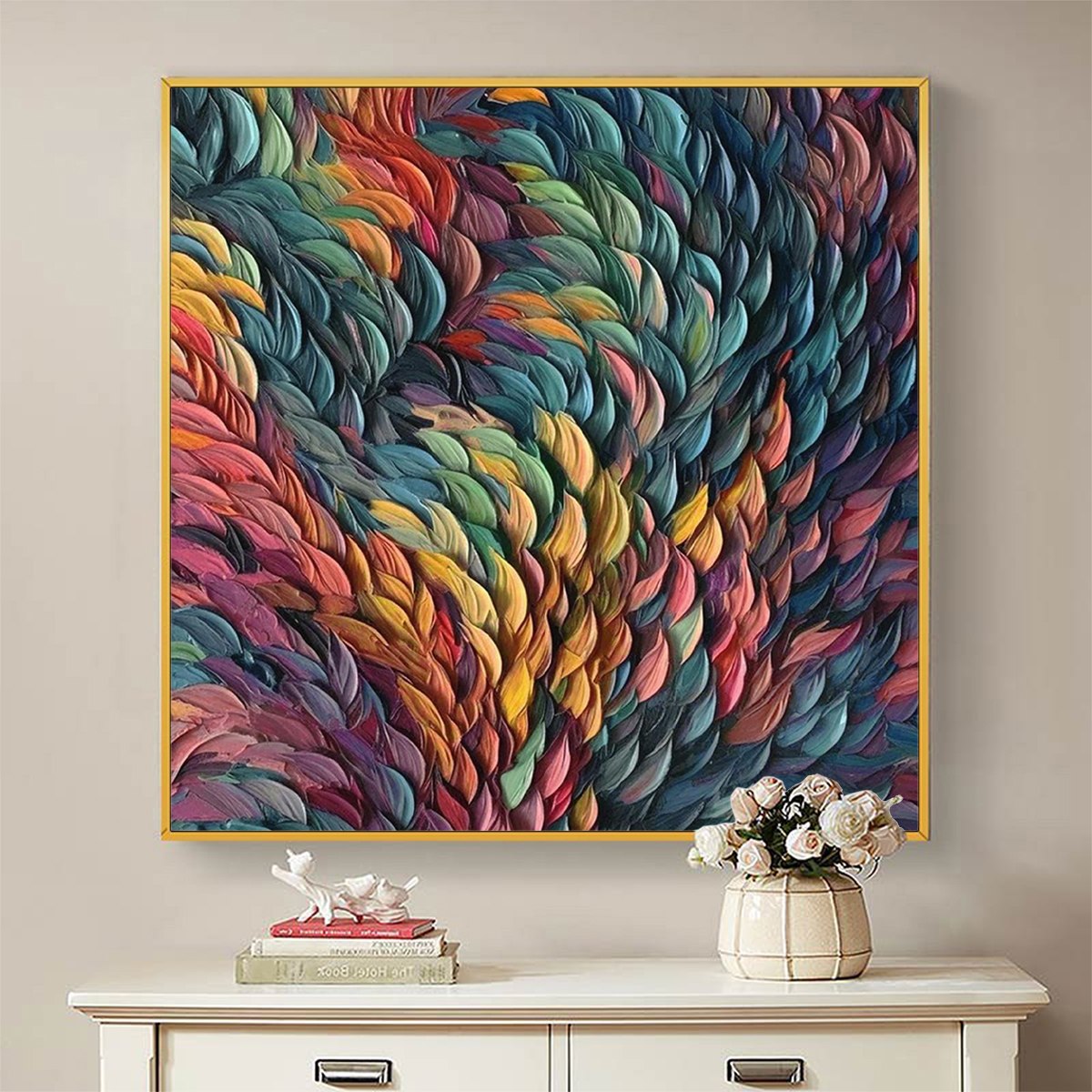 CHROMA WHIRL: Textured Impasto Oil Painting in Vibrant Multicolor - Image 2