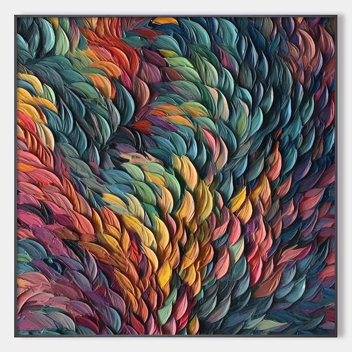 CHROMA WHIRL: Textured Impasto Oil Painting in Vibrant Multicolor