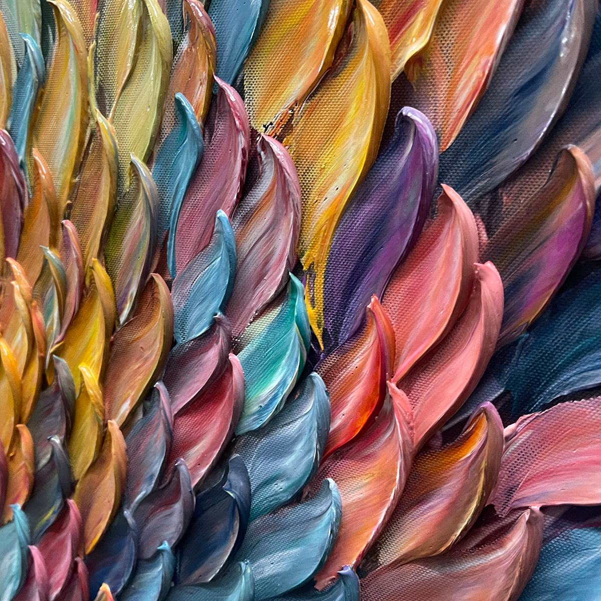 CHROMA WHIRL: Textured Impasto Oil Painting in Vibrant Multicolor - Image 6
