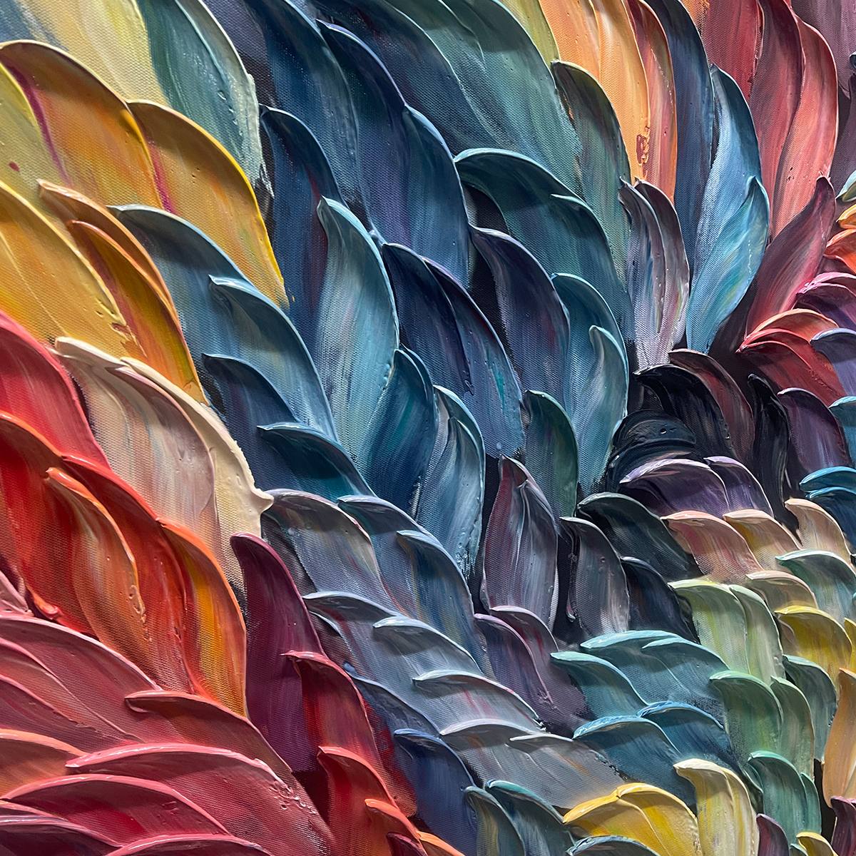CHROMA WHIRL: Textured Impasto Oil Painting in Vibrant Multicolor - Image 3