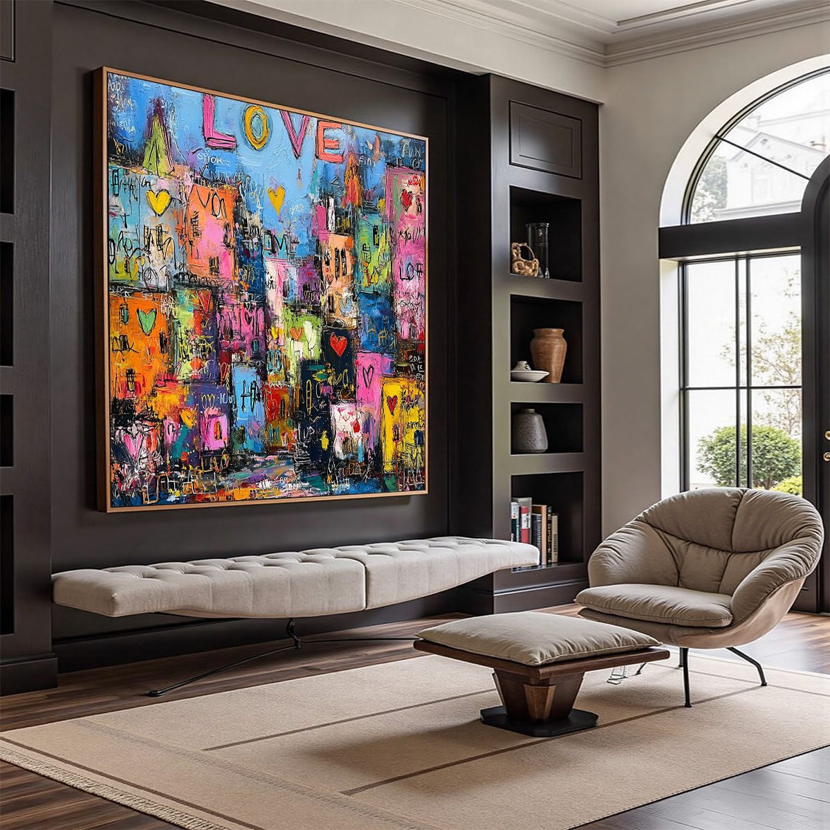 CITY OF LOVE: Vibrant Textured Abstract Cityscape 'Love' Painting - Image 7