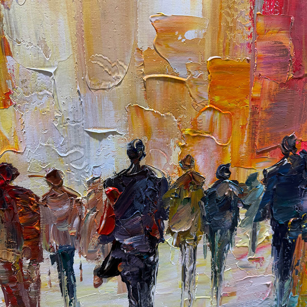 CITY LIGHTS: Textured Impasto Cityscape Oil Painting - Image 3