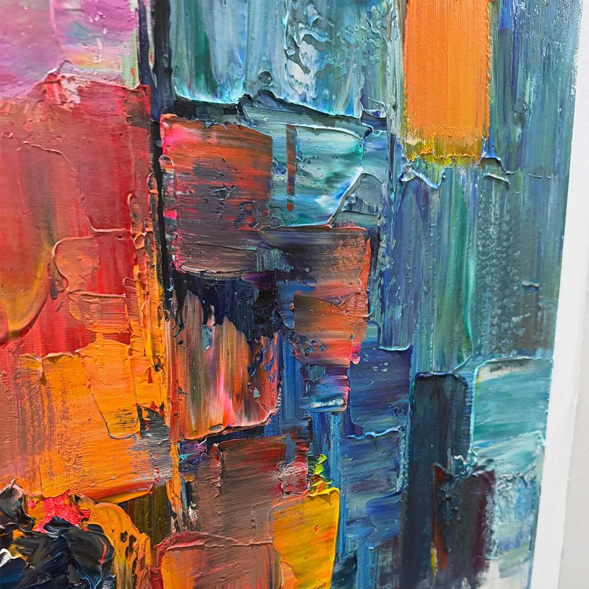 CITY LIGHTS: Textured Impasto Cityscape Oil Painting - Image 6