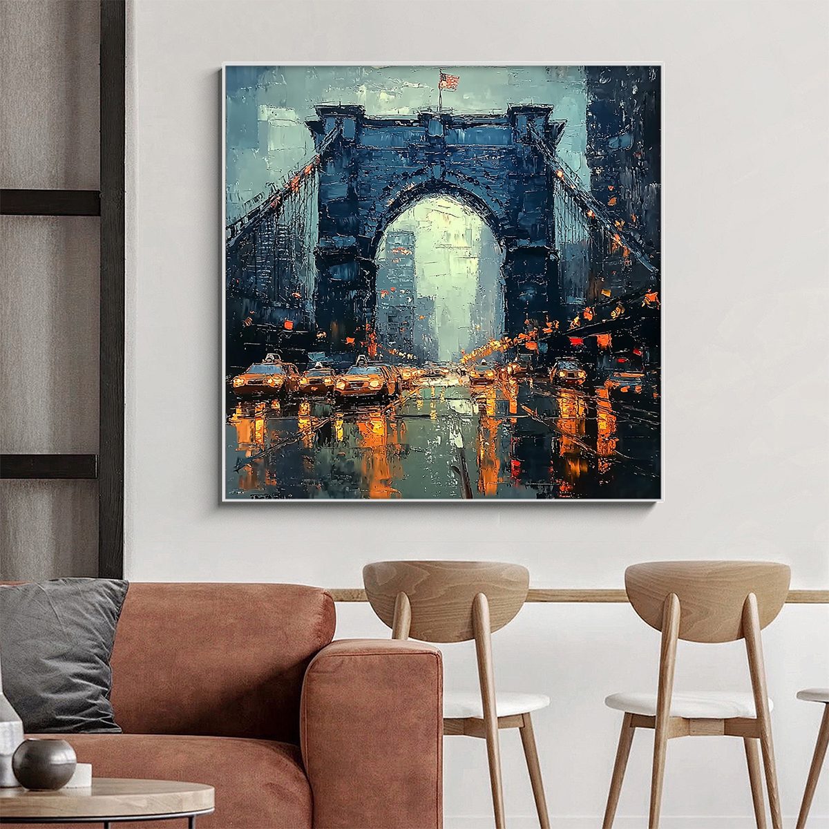 CITY LIGHTS: Impressionistic Cityscape Oil Painting of Bridge - Image 2
