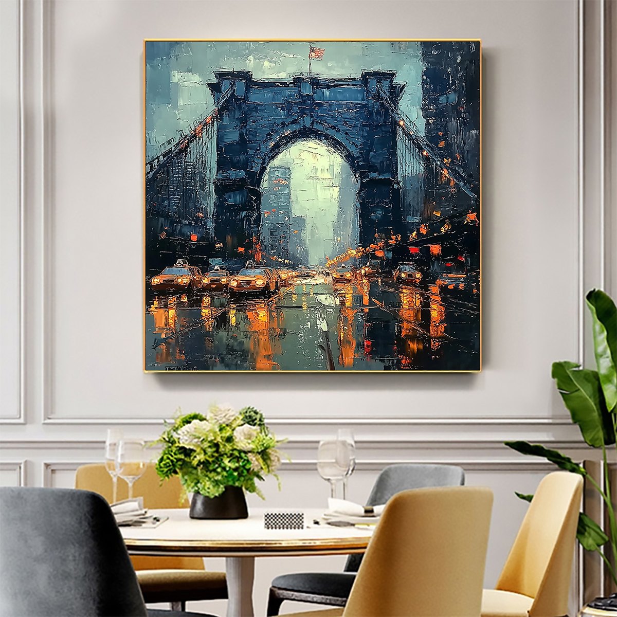 CITY LIGHTS: Impressionistic Cityscape Oil Painting of Bridge - Image 5