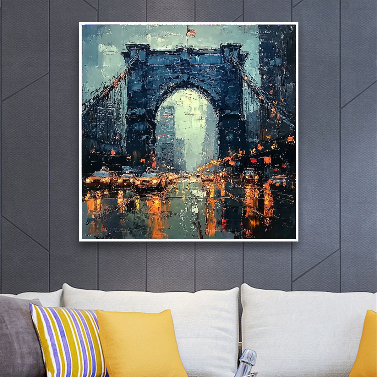 CITY LIGHTS: Impressionistic Cityscape Oil Painting of Bridge - Image 7