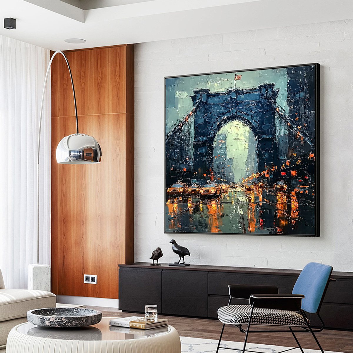CITY LIGHTS: Impressionistic Cityscape Oil Painting of Bridge - Image 4