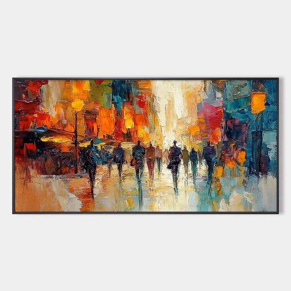 CITY LIGHTS: Textured Impasto Cityscape Oil Painting