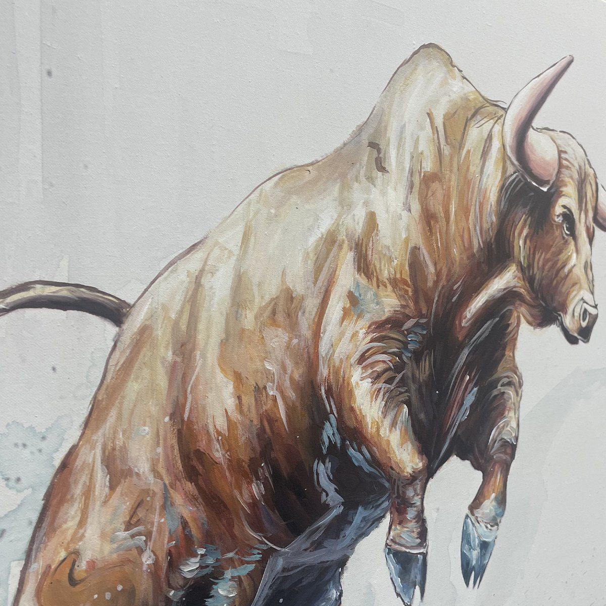 CLASH OF FORCES: Panoramic Wildlife Oil Painting - Image 6