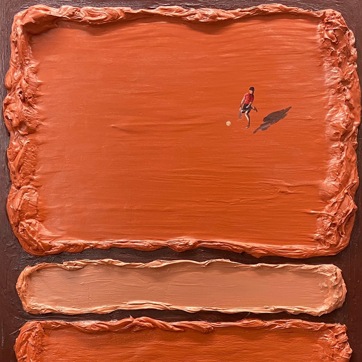 CLAY COURT Textured Minimalist Tennis Match Oil Painting - Image 4