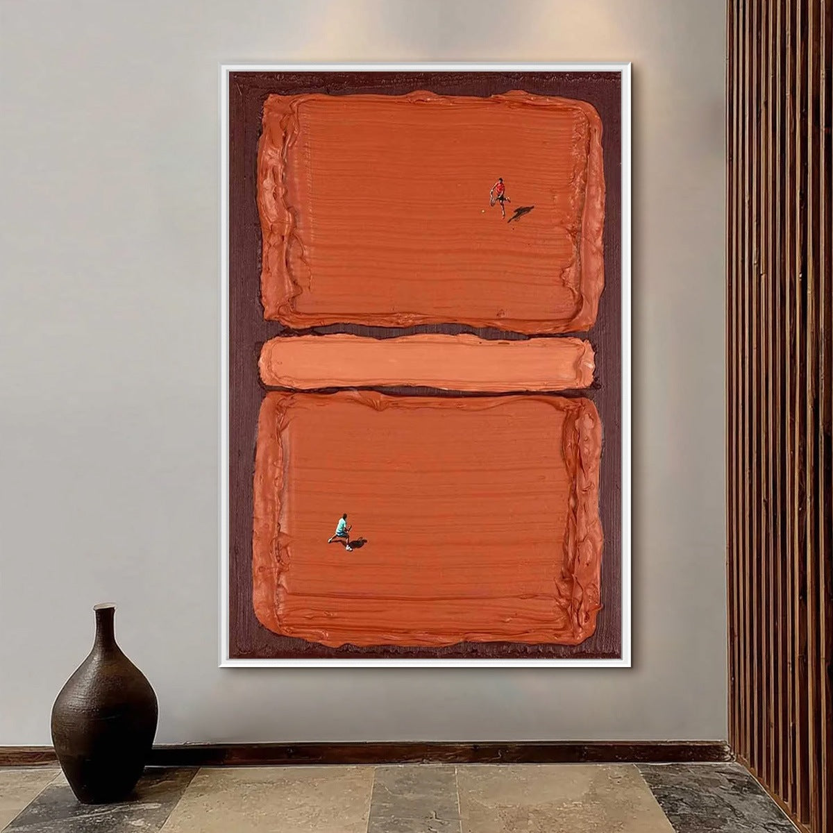 CLAY COURT Textured Minimalist Tennis Match Oil Painting - Image 6