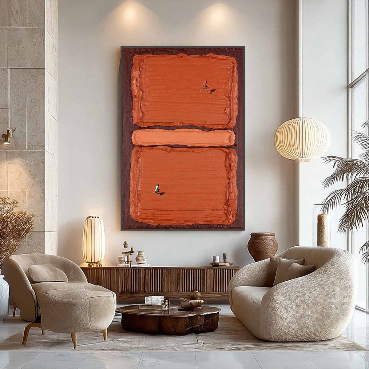CLAY COURT Textured Minimalist Tennis Match Oil Painting - Image 2