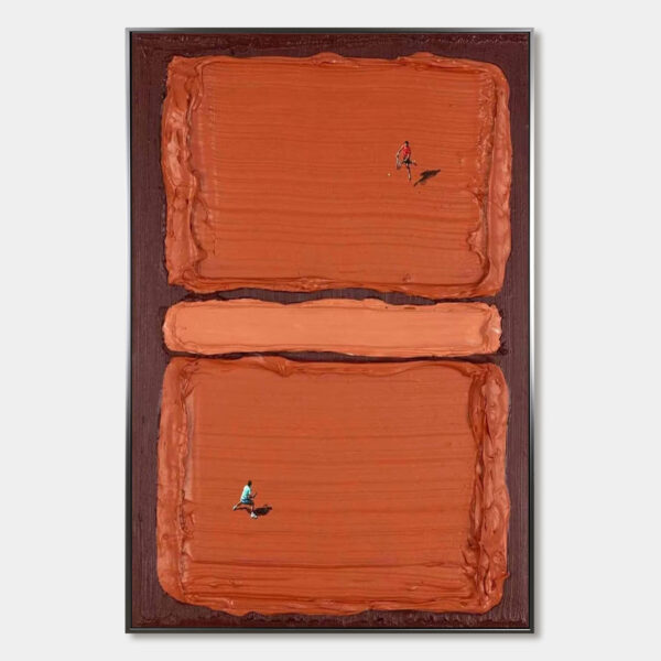 CLAY COURT Textured Minimalist Tennis Match Oil Painting
